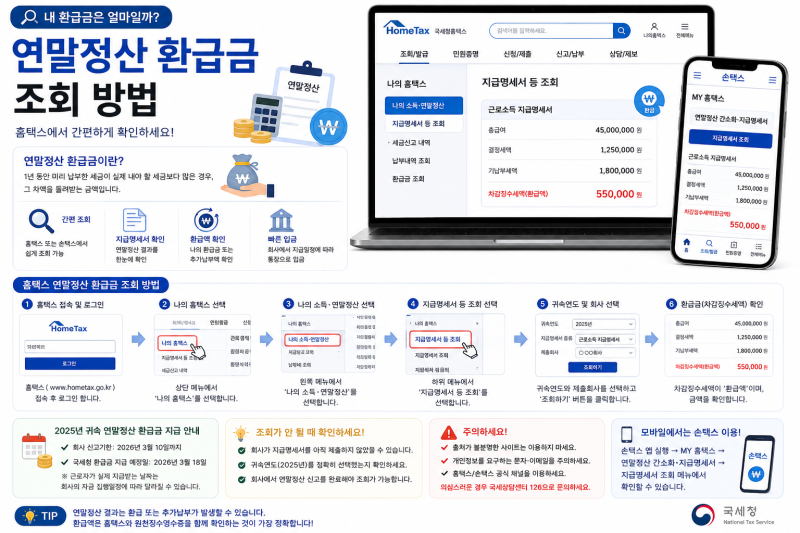 연말정산 환급금 조회 방법｜홈택스에서 내 환급액 확인하기