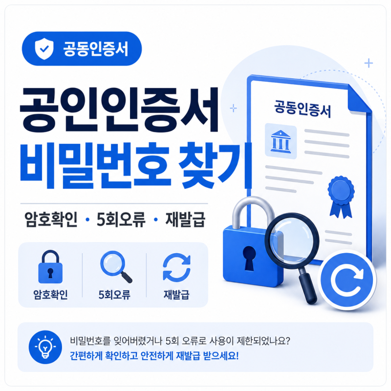 공인인증서 비밀번호 찾기 가능할까?｜공동인증서 암호 확인·5회 오류·재발급 총정리