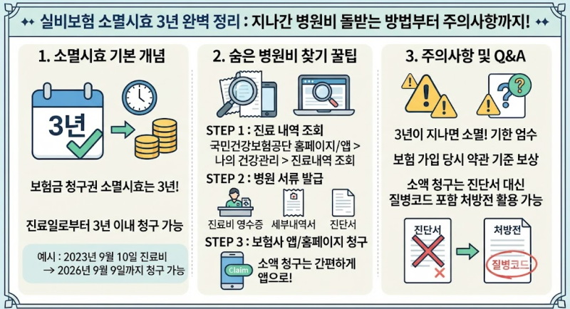 실비보험 소멸시효 3년 완벽 정리: 지나간 병원비 돌받는 방법부터 주의사항까지!