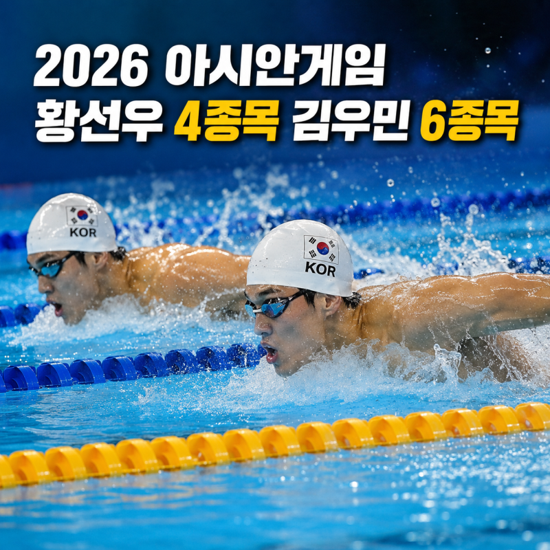 2026 아시안게임 수영 대표, 황선우·김우민 종목과 계영 멤버