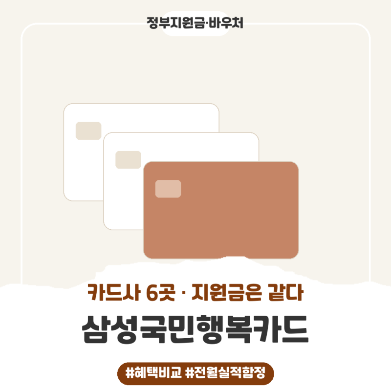 삼성국민행복카드로 정했어요 — 카드사 6곳 비교와 신청 방법 총정리
