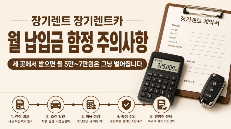 장기렌트카, 월 납입금 함정 피하는 계산법