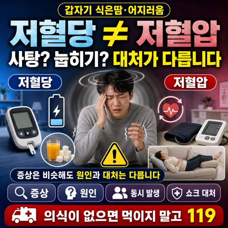 저혈당 저혈압 차이와 관계, 동시에 나타날 때 증상·원인·쇼크 대처법 총정리