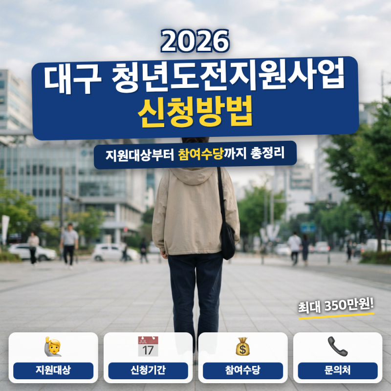 대구 청년도전지원사업 신청 방법 (+ 참여수당 350만원, 신청자격 A유형 B유형)