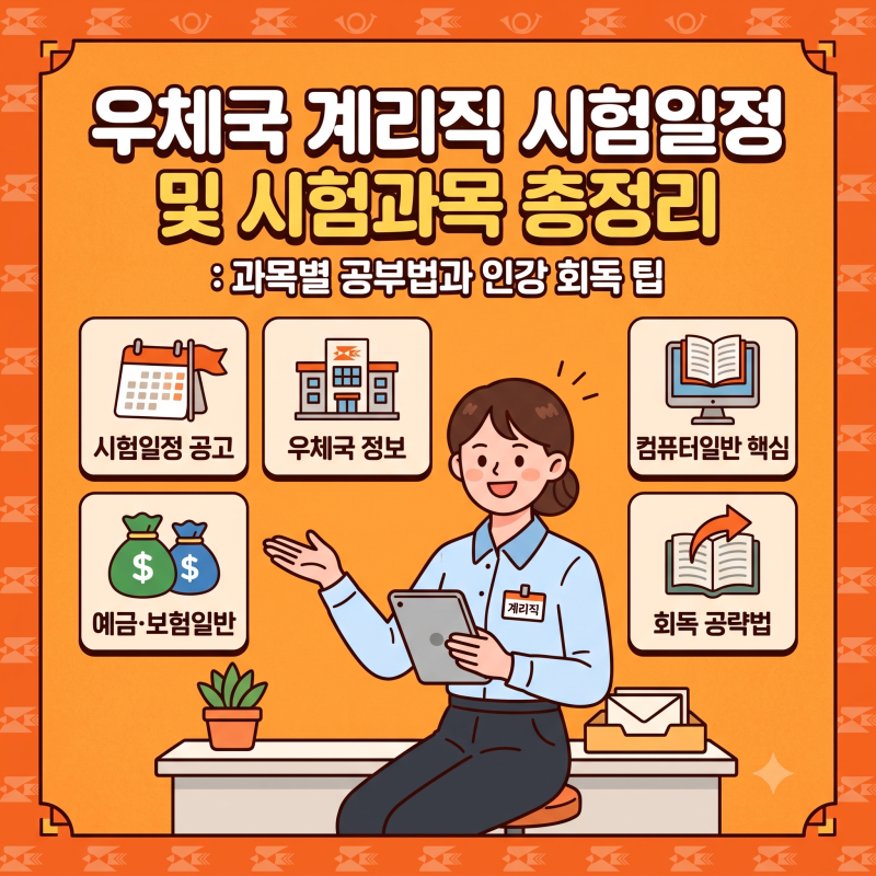 우체국 계리직 시험일정 및 시험과목 총정리 : 과목별 공부법과 인강 회독 팁