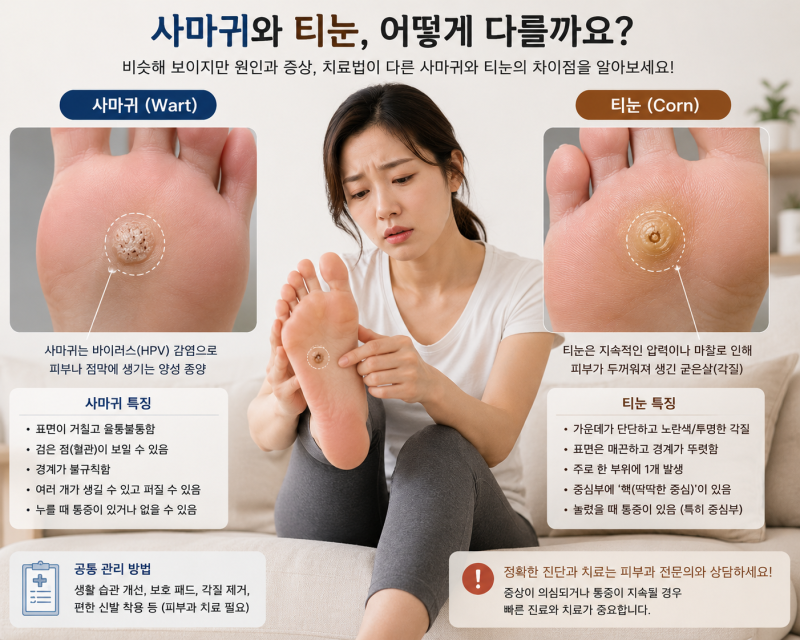 사마귀티눈차이 뿌리부터 다르다! 원인 비교