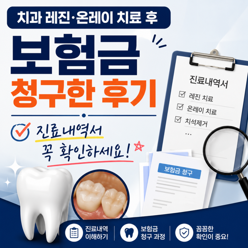 치과 레진·온레이 치료 후 보험금 청구한 후기｜진료내역서 꼭 확인하세요