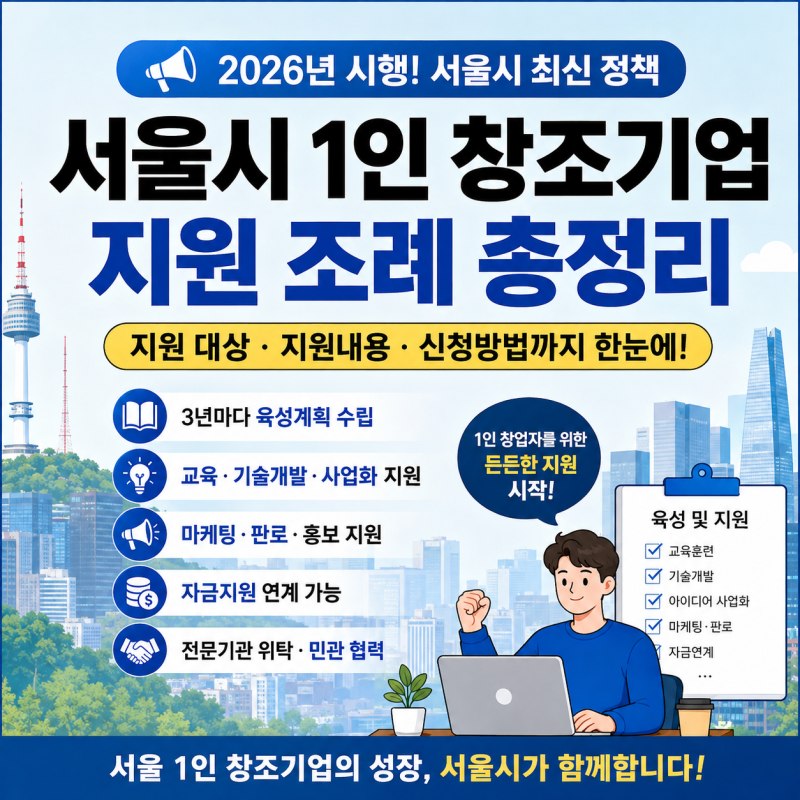 【서울시 1인 창조기업 지원 조례】 지원 대상·지원내용·신청방법까지