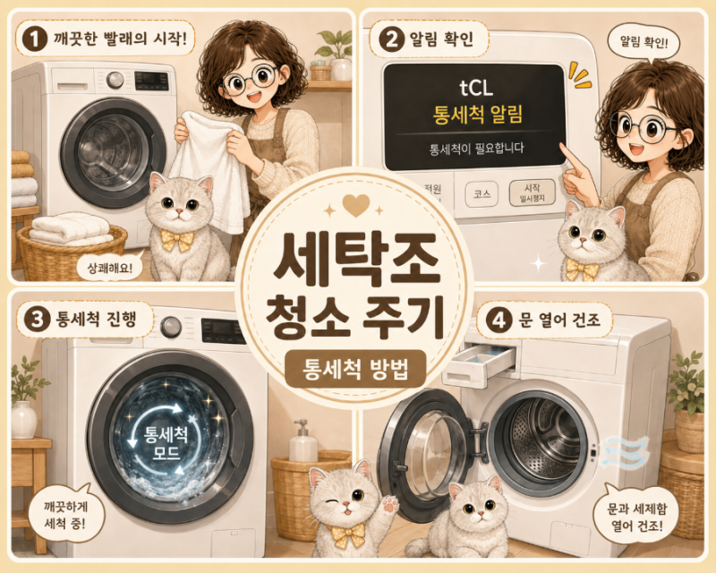 세탁조 청소 주기와 세탁기 통세척 방법｜냄새 날 때 관리법