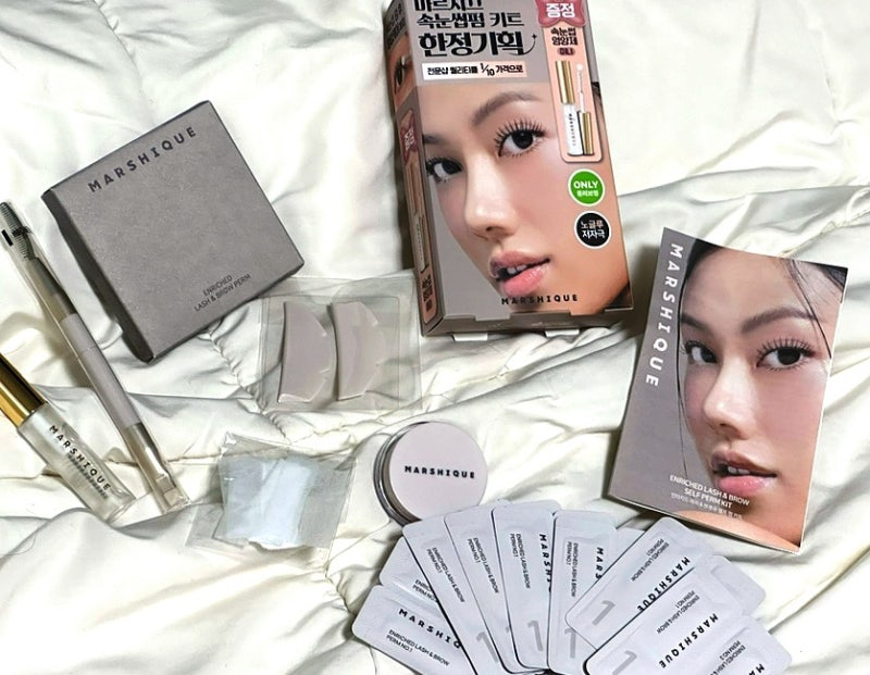 [ 마르시끄 ] 인리치드 래쉬&브로우 셀프 펌 키트 올영 한정 기획세트, 셀프 속눈썹 펌 후기