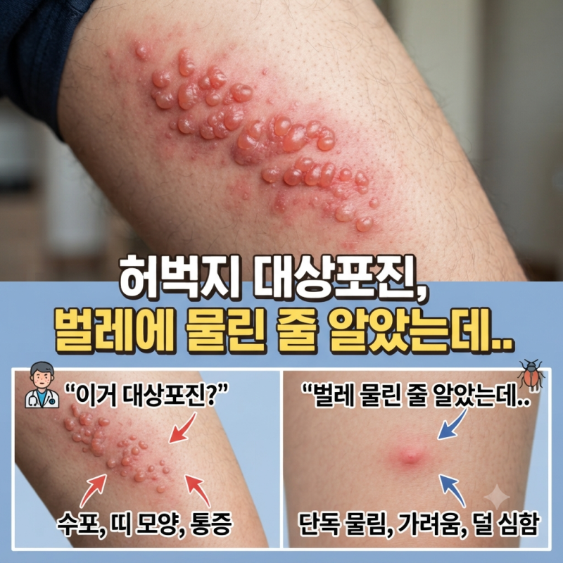 허벅지 대상포진 증상, 벌레에 물린 줄 알았는데... 수포 전 나타나는 신호 3가지