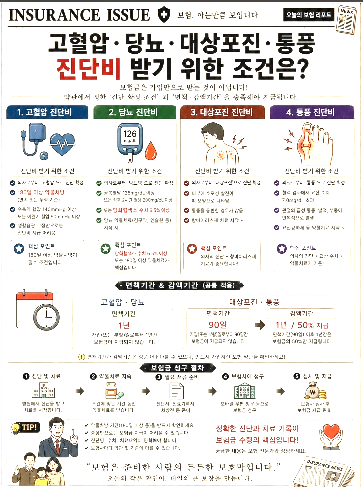 고혈압이나 당뇨, 대상포진, 통풍 진단비 받으려면 이렇게 하세요