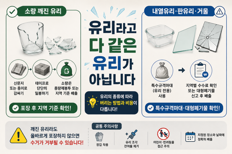 깨진 유리, 무조건 종량제봉투에 넣으면 안 됩니다｜컵·거울·내열유리 버리는 법