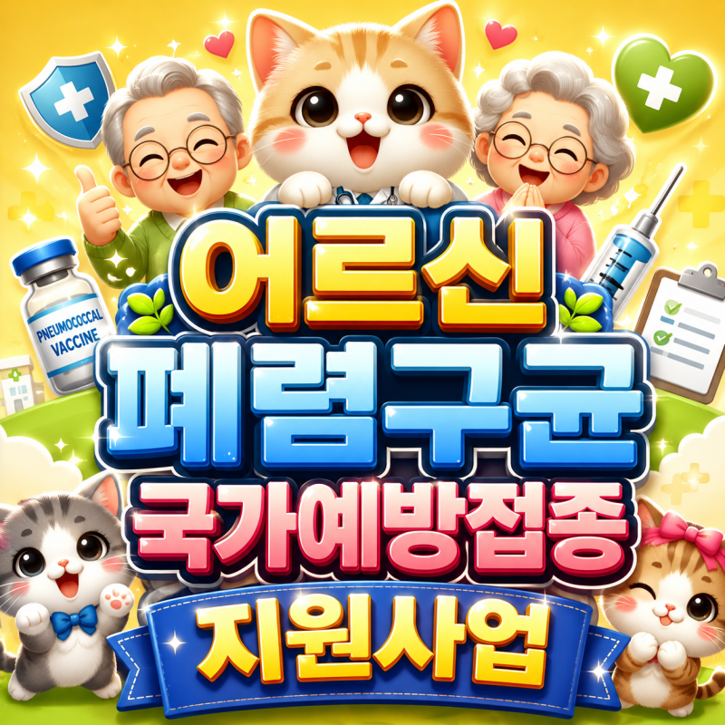 2026 어르신폐렴구균국가예방접종지원사업 65세 이상 무료 1회 접종비 전액 지원!
