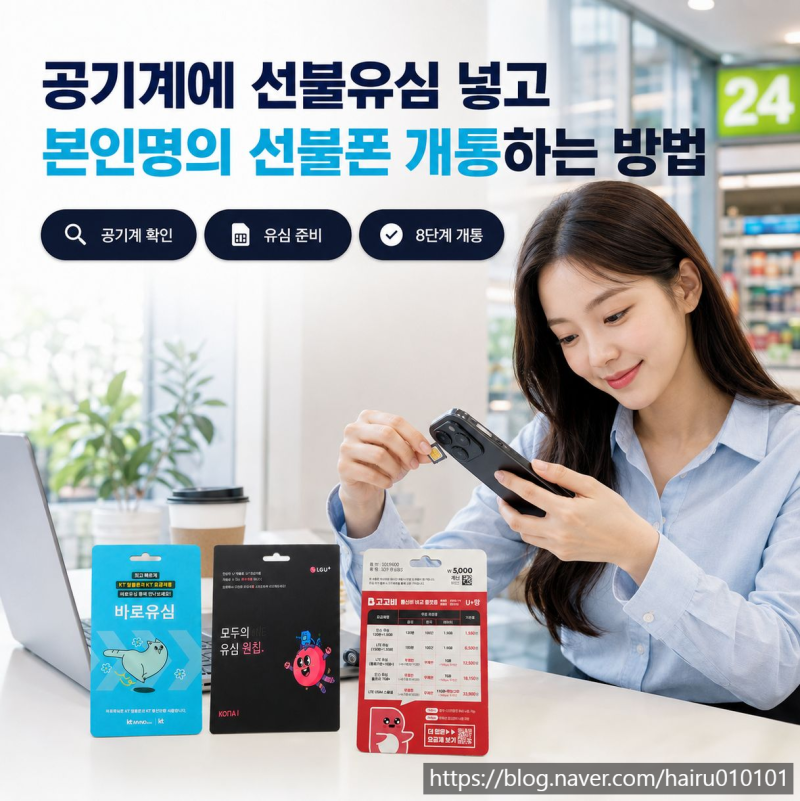 공기계에 선불유심 넣고 본인명의 선불폰 개통하는 방법