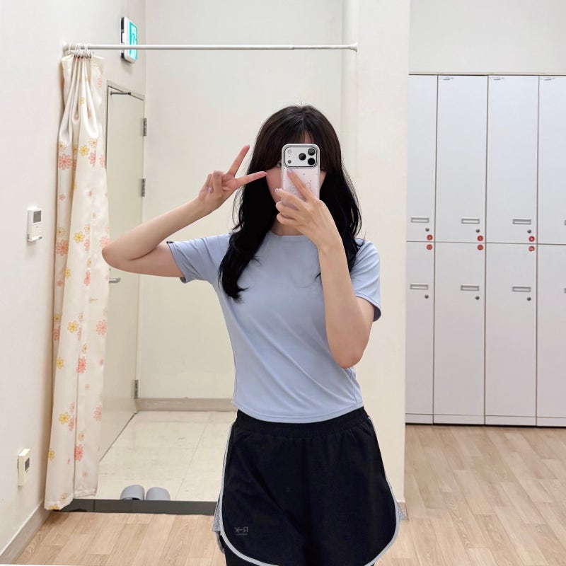 여자 운동복 상의 반팔 | 젝시믹스 아이스페더 크롭 숏슬리브 M사이즈 러닝 후기