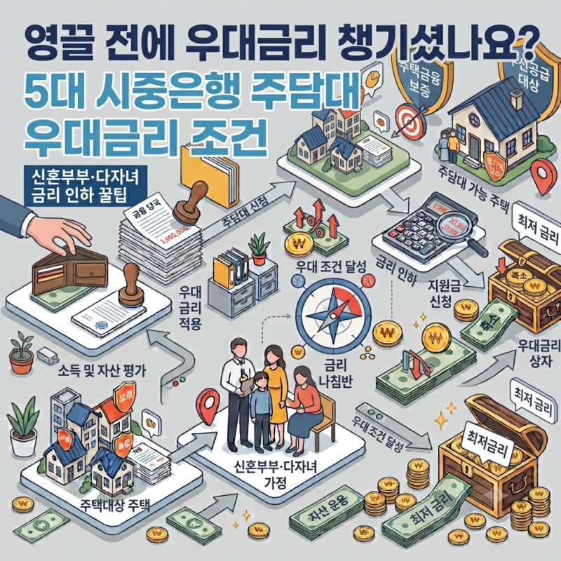[부동산대출] "영끌 전에 우대금리 챙기셨나요?" 5대 시중은행 주담대 신혼부부·다자녀 우대....