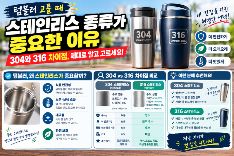 텀블러 고를 때 스테인리스 종류가 중요한 이유, 304와 316 차이점