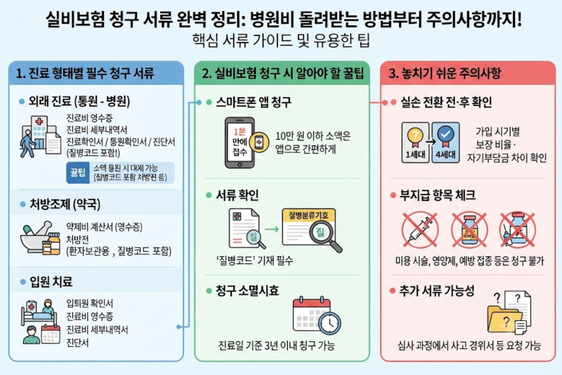실비보험 청구 서류 완벽 정리: 병원비 돌려받는 방법부터 주의사항까지!