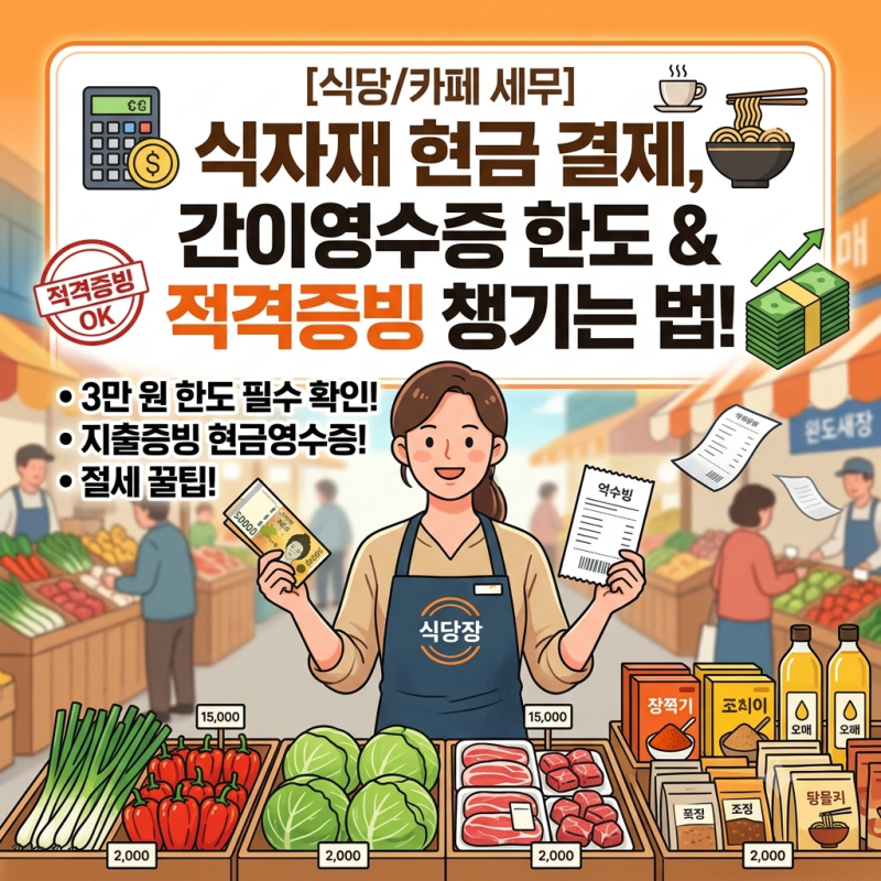 식당 식자재 마트 현금 결제, 간이영수증 한도와 적격증빙 처리법 총정리