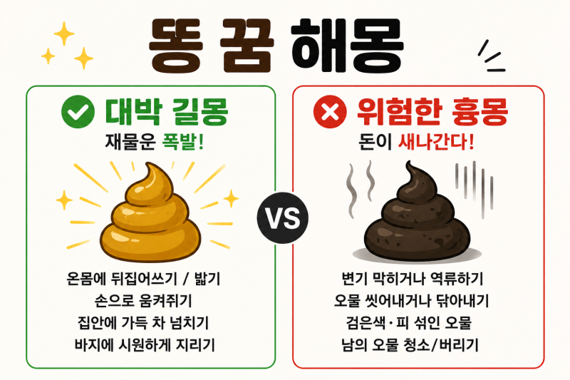 똥 꿈이라고 다 길몽일까? 재물운 터지는 대박 똥 꿈 vs 돈 나가는 흉몽 똥 꿈 구별법 완벽 정....
