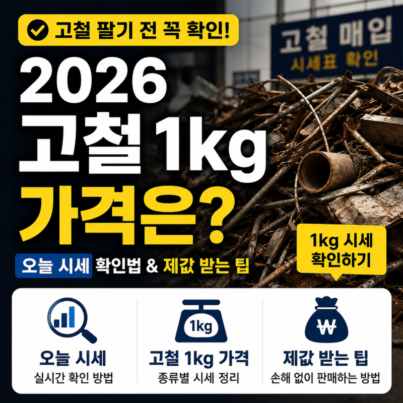 고철 팔기 전 꼭 확인! 2026 고철 1kg 가격, 오늘 시세 확인법·제값 받는 팁