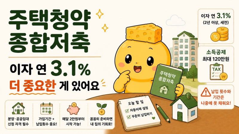 주택청약종합저축 이자 연 3.1% 근데 더 중요한 게 있어요