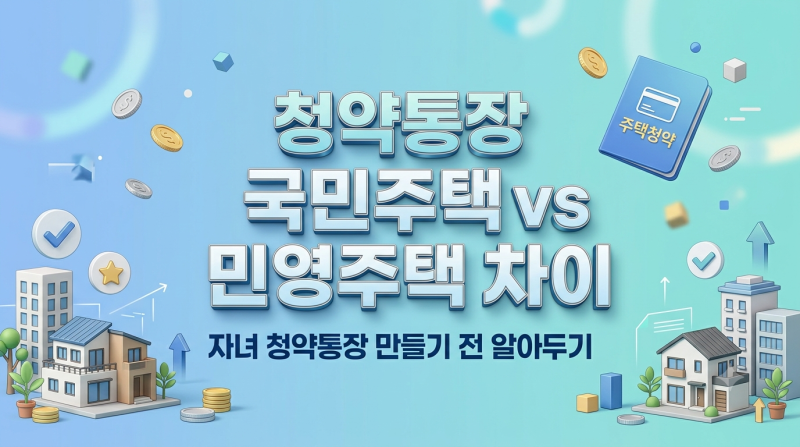 청약통장 국민주택 vs 민영주택 차이｜자녀 청약통장 만들기 전 알아두기