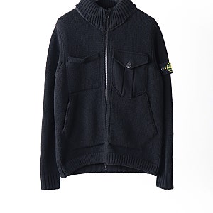 스톤아일랜드 램스울 헤비 니트집업 가디건 블랙 M사이즈 548A4 LAMBSWOOL FULL ZIP KNIT CARDIGAN BLACK