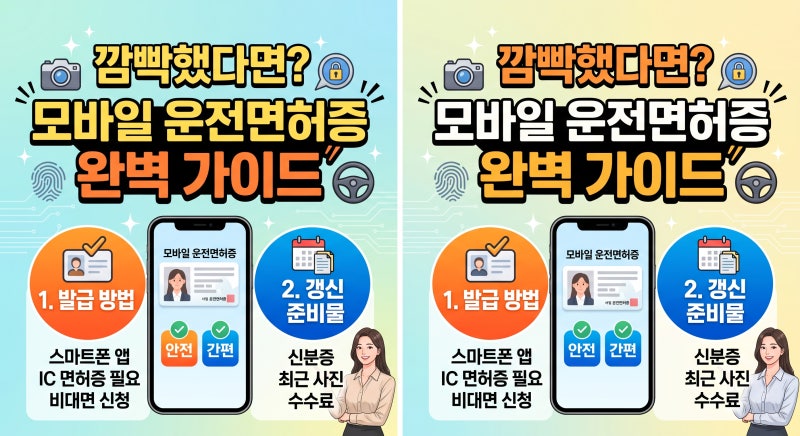 깜빡했다면? 모바일 운전면허증 발급 방법 및 갱신 준비물 완벽 가이드