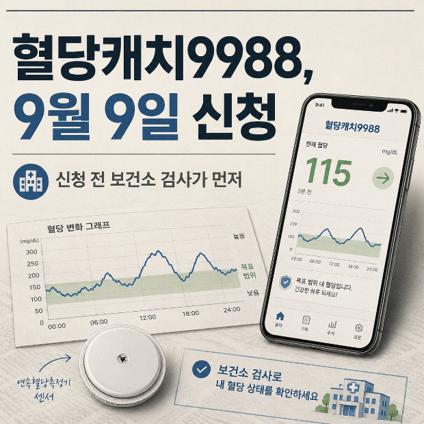 혈당캐치9988 신청방법 9월 9일 전 보건소 검사·공복혈당 100~125 준비