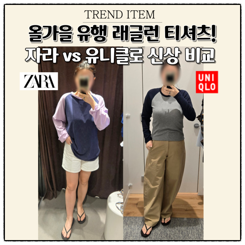 요즘 눈에띄는 래글런 티셔츠 자라 유니클로 가을 신상 비교