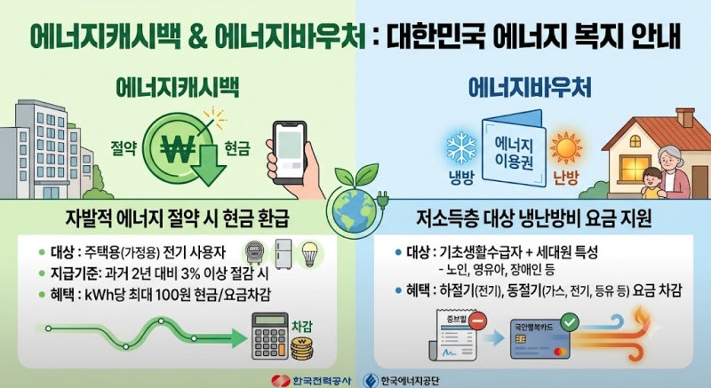 에너지캐시백·에너지바우처 신청방법, 아파트도 가능? 대상·지원금 총정리(2026)