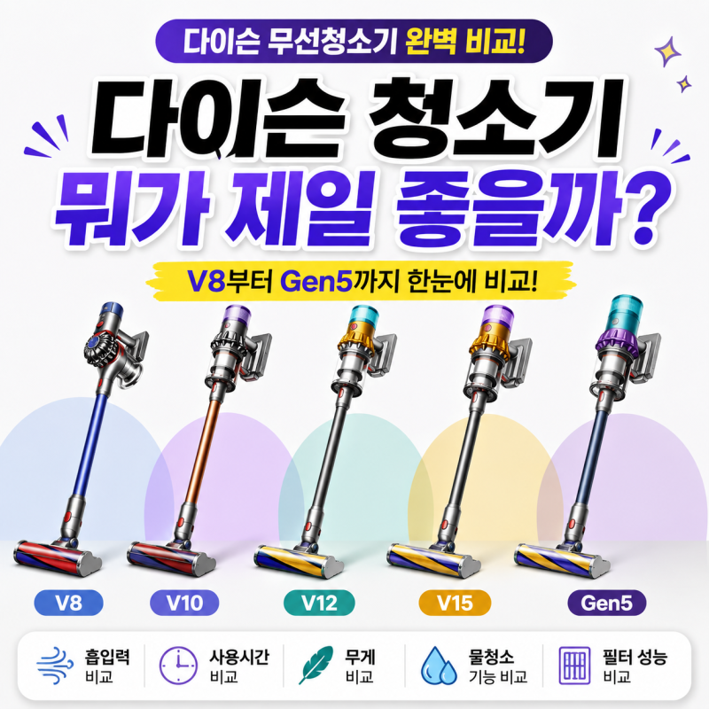 다이슨 무선청소기 추천｜V8·V10·V12·V15·Gen5 모델별 비교