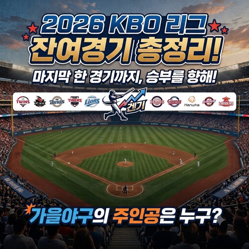 총 105경기 편성! 2026 KBO 잔여경기 일정과 10월 7일 시즌 종료