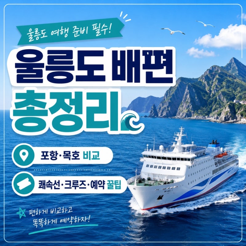 울릉도 배편 총정리 : 어디서 타야할까? 포항·묵호 비교부터 크루즈 결항 꿀팁 예약링크까지