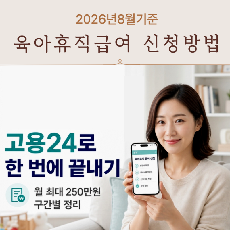 육아휴직 급여 신청방법, 고용24로 한 번에 끝내기(2026년 월 최대 250만원 지급 구간)