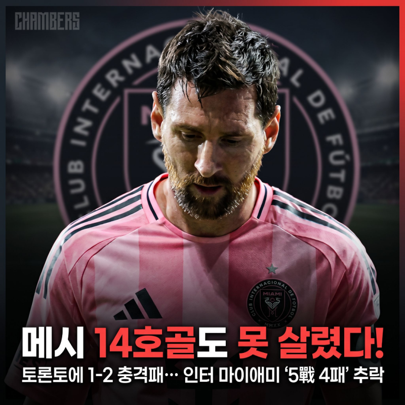 메시의 시즌 14호골도 못 살렸다… 인터 마이애미 '5전 4패' 추락의 구조적 원인