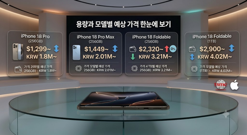 아이폰 18 프로 폴더블 가격 인상 루머, 출고가 200만원 넘을까? 용량별 예상 가격