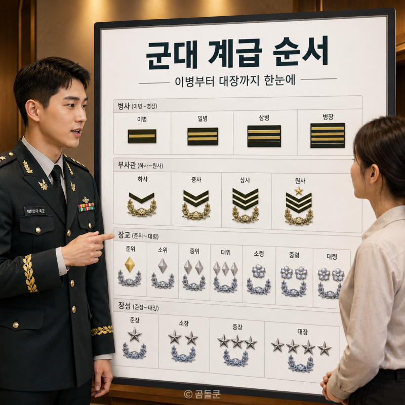 군대 계급 순서, 이병부터 대장까지 계급장과 진급 및 역할 정리