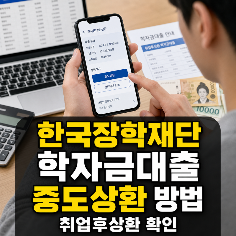 2026 한국장학재단 학자금대출 취업후상환 중도상환 방법 총정리