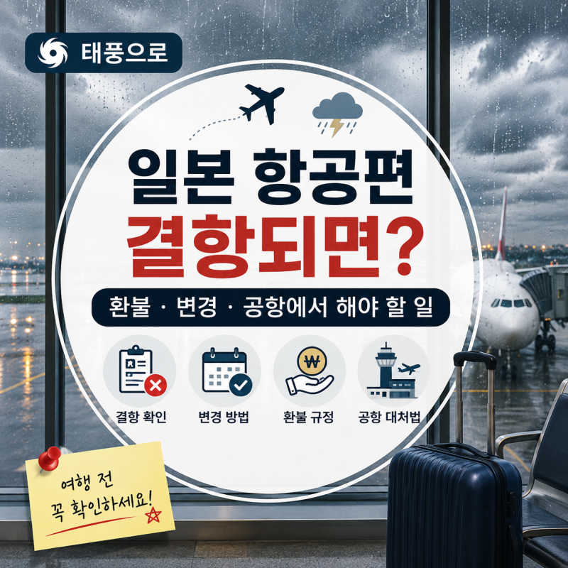 태풍으로 일본 항공편 결항되면? | 환불·변경·공항에서 해야 할 일