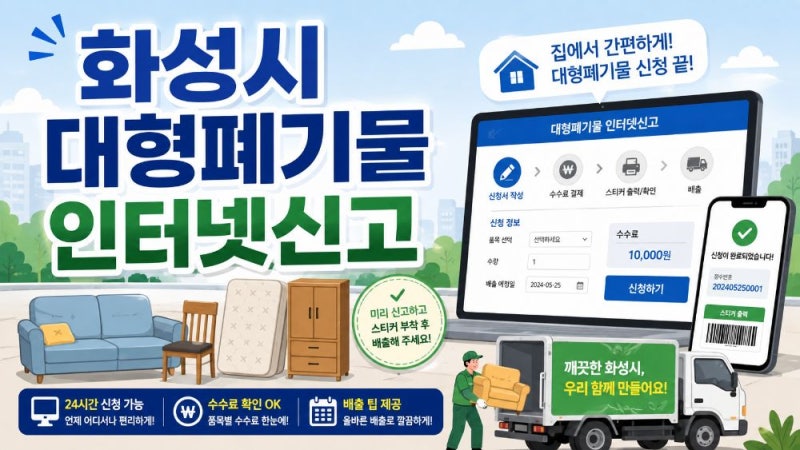 화성시 대형폐기물 인터넷신고 방법과 빼기 신청·스티커·수수료 총정리