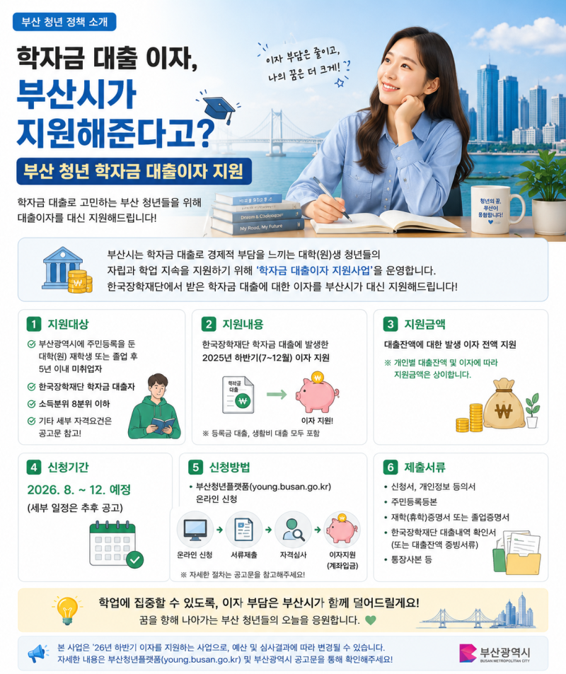 학자금 대출 이자, 부산시가 지원해준다고? 부산 대학(원)생 학자금대출 이자지원
