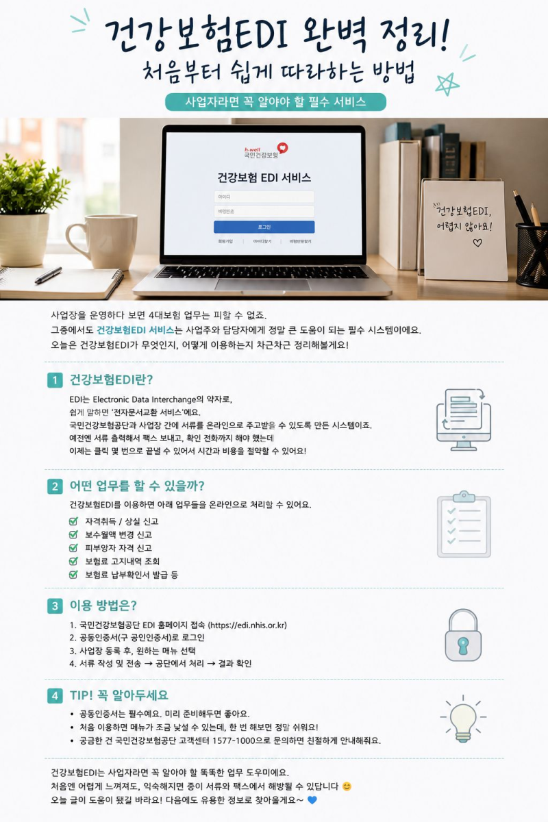 건강보험EDI 5단계 사용방법, 사업장 업무 총정리