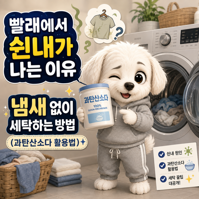 빨래에서 쉰내가 나는 이유와 냄새 없이 세탁하는 방법 (과탄산소다 활용법)