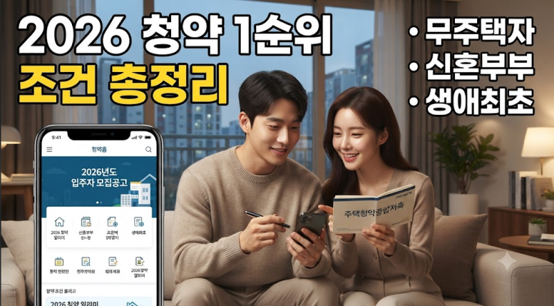 2026 청약 1순위 조건 총정리｜무주택자·신혼부부·생애최초 기준