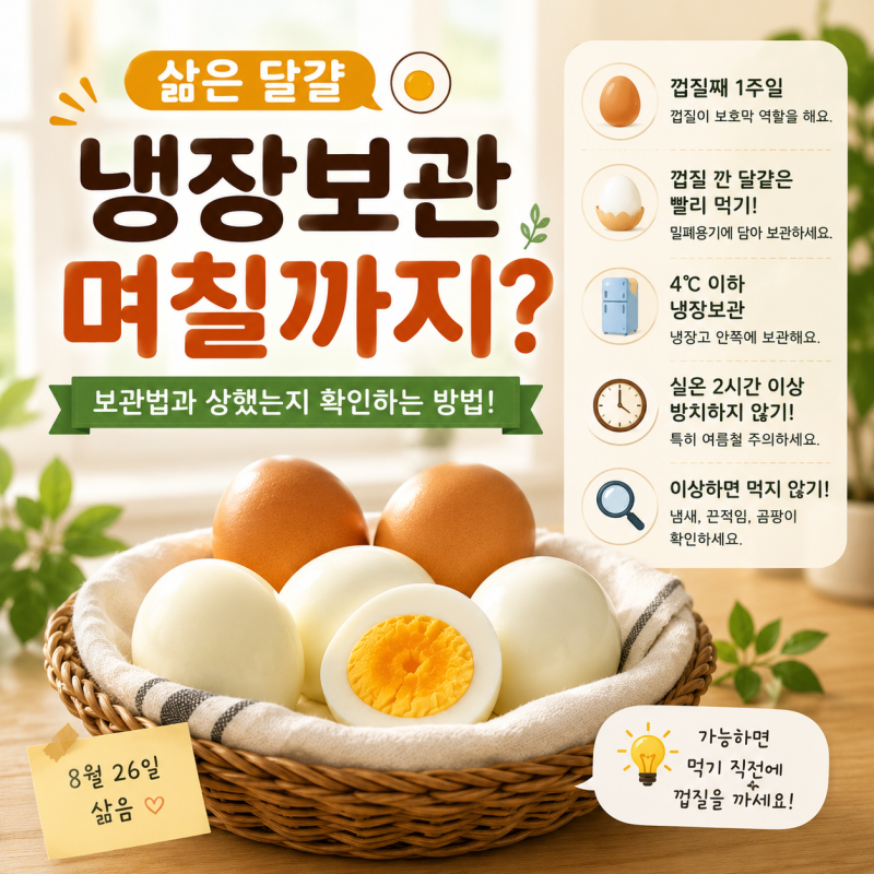 삶은 달걀 냉장보관 며칠까지? 보관법과 상했는지 확인하는 방법