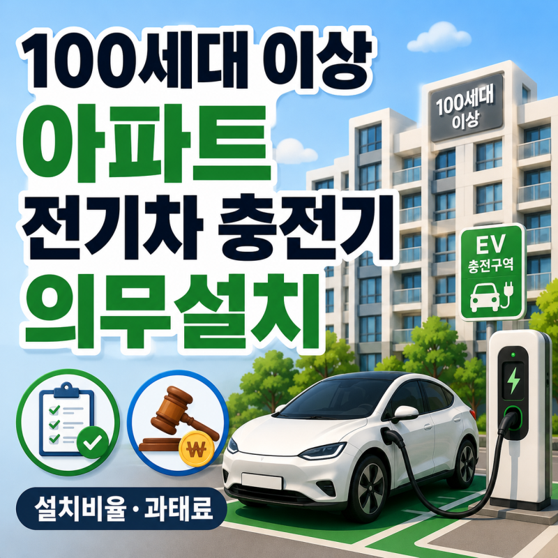 100세대 이상 아파트 전기차 충전기 의무설치, 기한 지나면 이행강제금까지?
