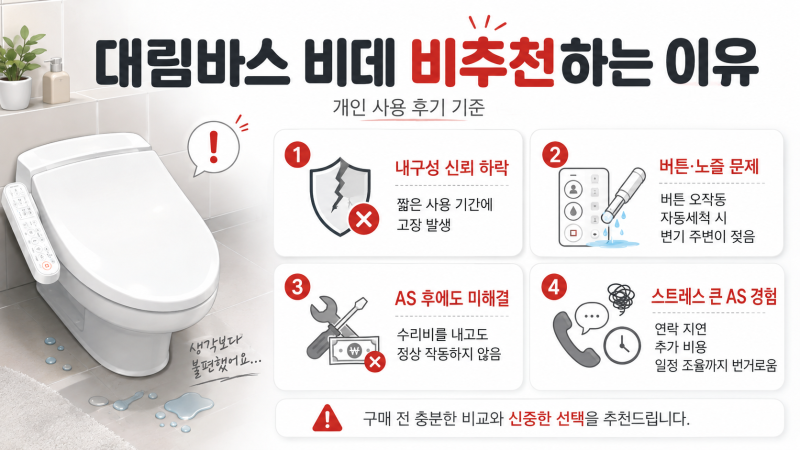 무필터 대림바스비데 AS 후기